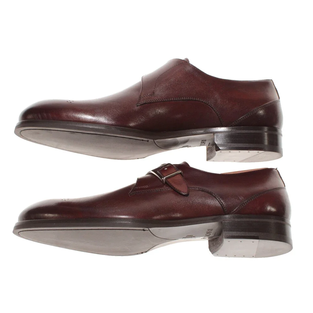 Pastori NWB Single Monk Strap Dress Shoes Size 8 US in Whiskey Brown Leather